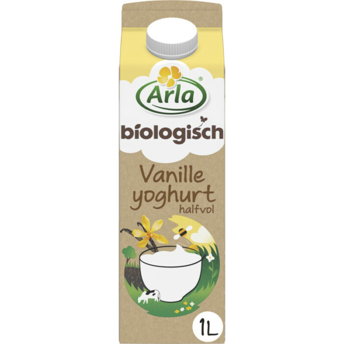 Arla Biologisch vanille yoghurt halfvol bevat 10g koolhydraten