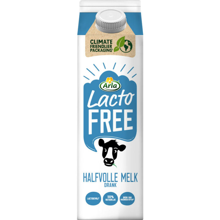 Arla Lactofree halfvolle melk bevat 2.6g koolhydraten