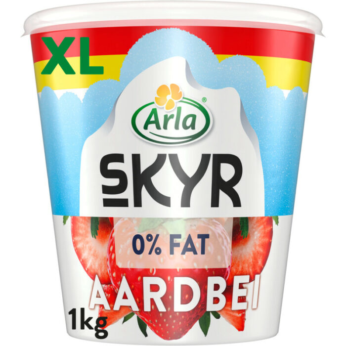 Arla Skyr aardbei yoghurt 0% fat XL bevat 7.4g koolhydraten