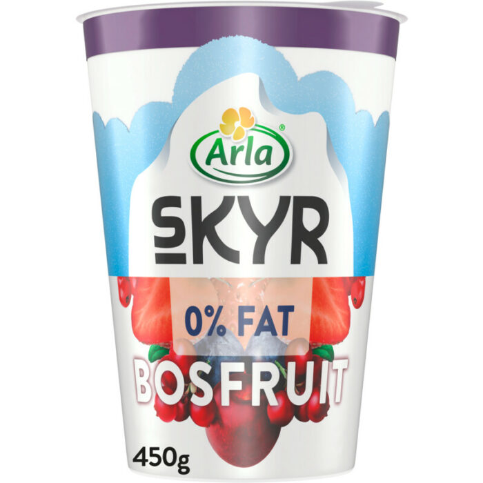 Arla Skyr bosfruit yoghurt 0% fat bevat 7.9g koolhydraten