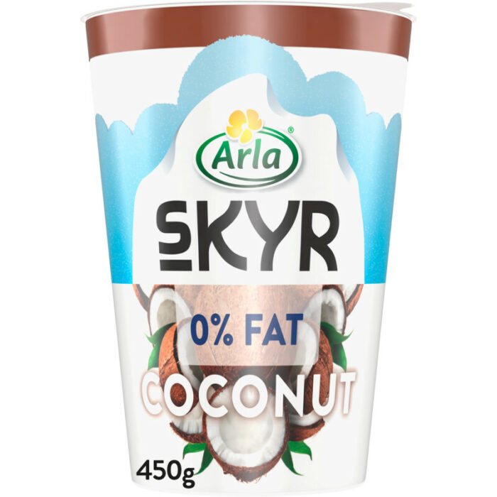 Arla Skyr kokos yoghurt 0% fat bevat 8g koolhydraten