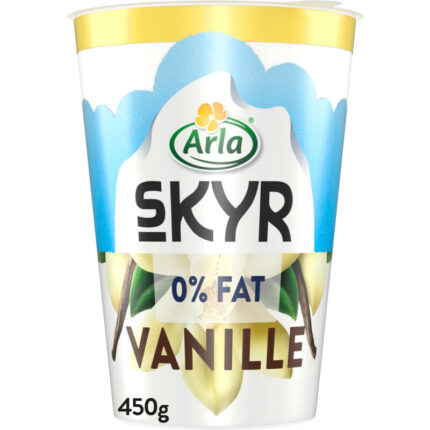 Arla Skyr vanille yoghurt 0% fat bevat 8.3g koolhydraten