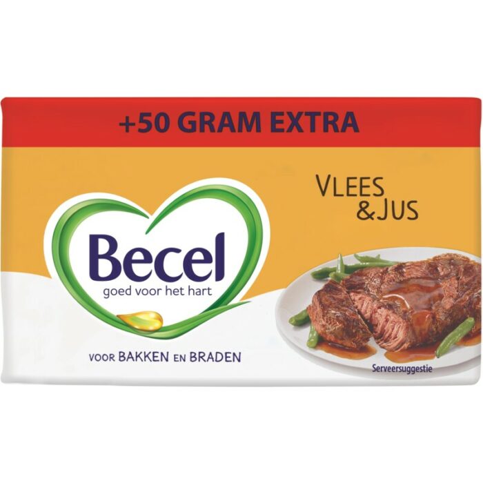 Becel Bakboter vlees & jus bevat 0.6g koolhydraten
