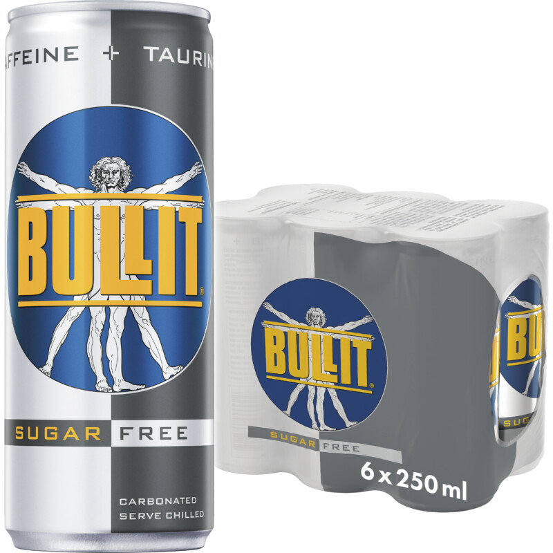 Bullit Sugarfree 6-pack bevat 0g koolhydraten