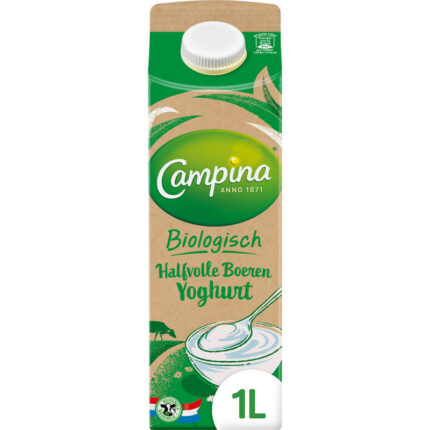 Campina Biologisch halfvolle boeren yoghurt bevat 5.5g koolhydraten