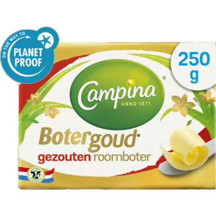 Campina Botergoud gezouten roomboter bevat 1g koolhydraten