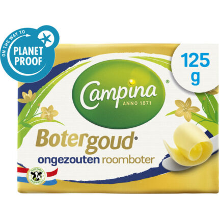Campina Botergoud ongezouten roomboter bevat 1g koolhydraten