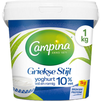 Campina Griekse stijl yoghurt bevat 3.8g koolhydraten