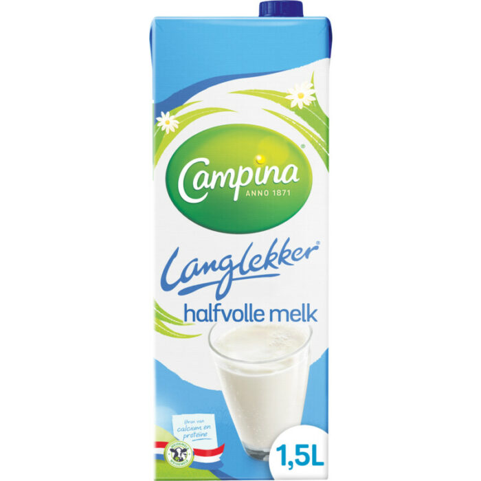 Campina Langlekker halfvolle melk bevat 4.8g koolhydraten