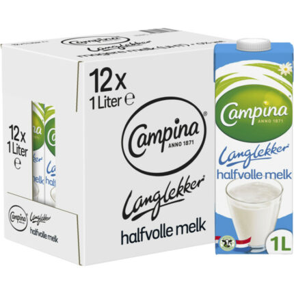 Campina Langlekker halfvolle melk bevat 4.8g koolhydraten
