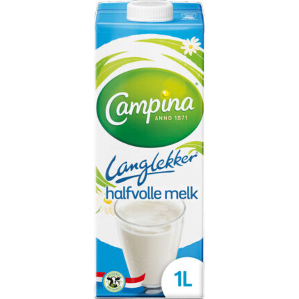Campina Langlekker halfvolle melk bevat 4.8g koolhydraten