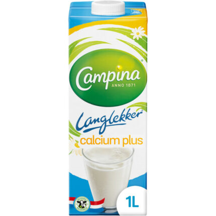 Campina Langlekker halfvolle melk calcium plus bevat 4.9g koolhydraten