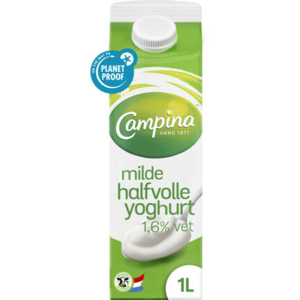 Campina Milde halfvolle yoghurt bevat 3.5g koolhydraten