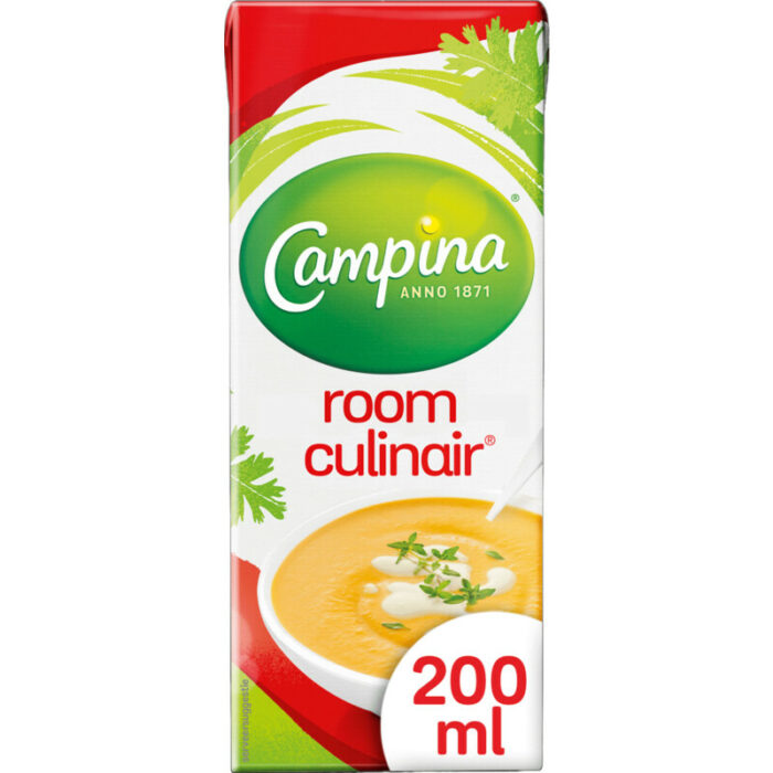 Campina Room culinair bevat 4.8g koolhydraten