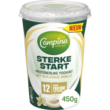 Campina Sterke start yoghurt vanille bevat 6g koolhydraten