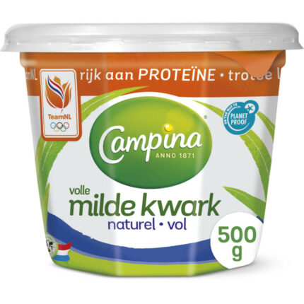 Campina Volle milde kwark bevat 2.7g koolhydraten