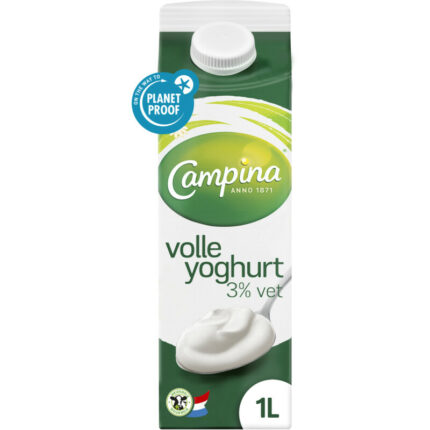 Campina Volle yoghurt bevat 3.7g koolhydraten