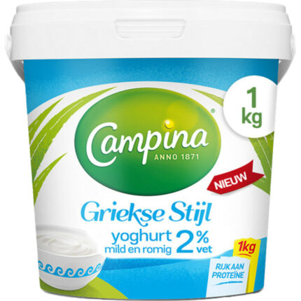 Campina Yoghurt griekse stijl 2% bevat 4.1g koolhydraten
