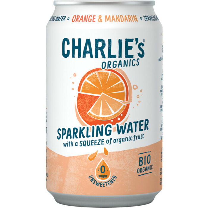 Charlie's Organics sparkling orange & mandarin bevat 0g koolhydraten