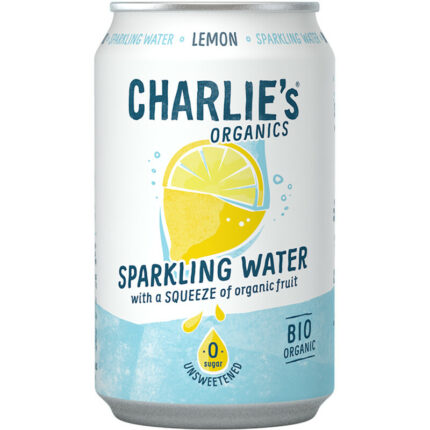 Charlie's Organics sparkling water lemon bevat 0g koolhydraten