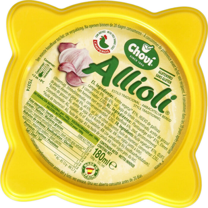 Chovi Allioli bevat 1.5g koolhydraten