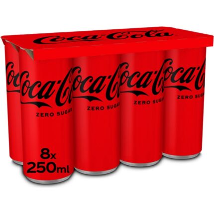 Coca-Cola Zero sugar 8-pack bevat 0g koolhydraten
