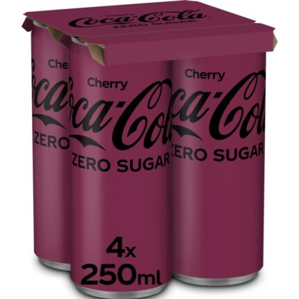 Coca-Cola Zero sugar cherry 4-pack bevat 0g koolhydraten