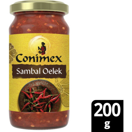Conimex Sambal oelek vers gemalen chilipepers bevat 8.4g koolhydraten
