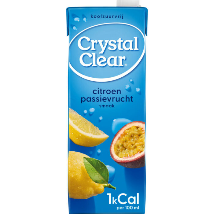 Crystal Clear Citroen- en passievruchtsmaak bevat 0g koolhydraten