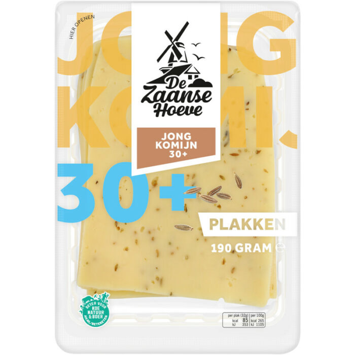 De Zaanse Hoeve Jong komijn 30+ plakken bevat 0g koolhydraten