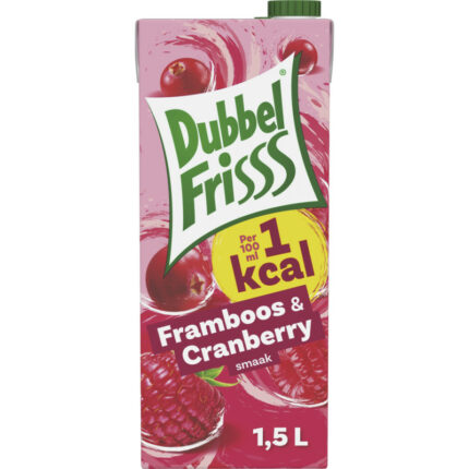 DubbelFrisss 1kcal Framboos & cranberry bevat 0.1g koolhydraten