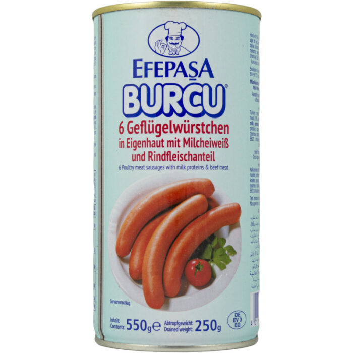 Efepasa Burcu Tavuk sosis (kip) knakworst bevat 1g koolhydraten