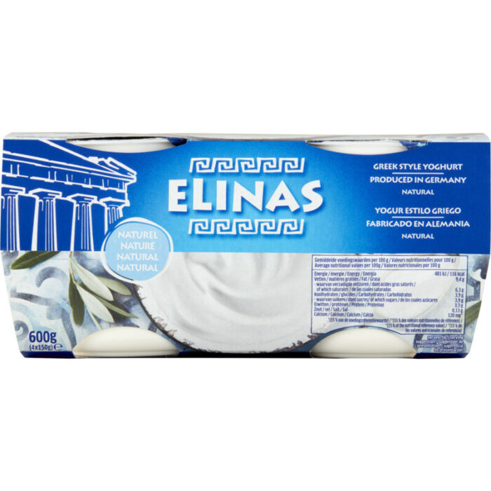 Elinas Yoghurt griekse stijl naturel bevat 3.9g koolhydraten