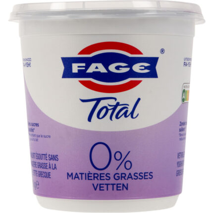 Fage Total Griekse yoghurt 0% bevat 3g koolhydraten