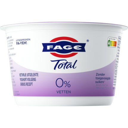 Fage Total Griekse yoghurt 0% bevat 3g koolhydraten