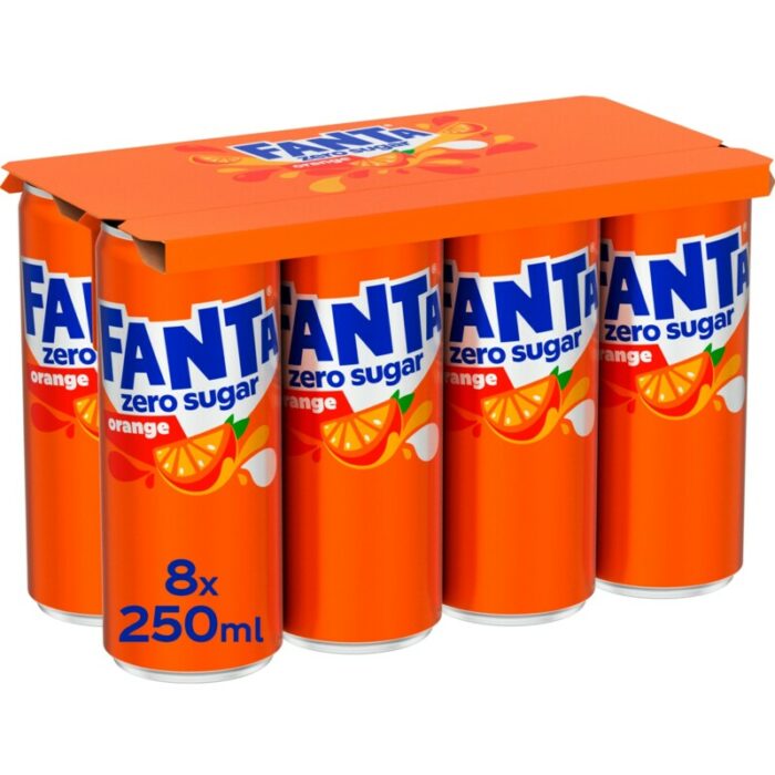 Fanta Orange zero sugar 8-pack bevat 0.4g koolhydraten