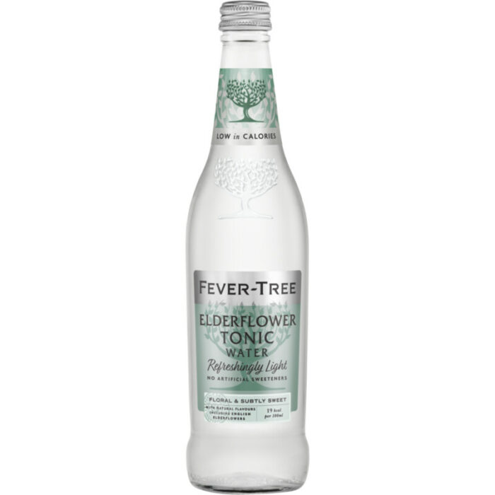 Fever-Tree Elderflower tonic light bevat 4.7g koolhydraten