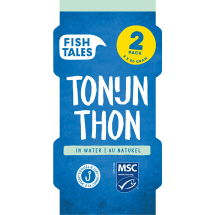 Fish Tales Skipjack tonijn in water 2-pack bevat 1g koolhydraten
