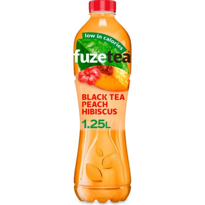 Fuze Tea Black ice tea peach hibiscus bevat 4.3g koolhydraten