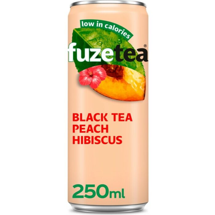 Fuze Tea Black ice tea peach hibiscus bevat 4.3g koolhydraten
