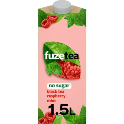 Fuze Tea Black ice tea raspberry mint no sugar bevat 0.2g koolhydraten