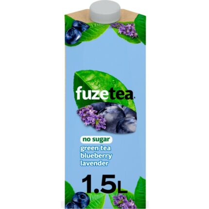 Fuze Tea Green tea blueberry lavender no sugar bevat 0.1g koolhydraten