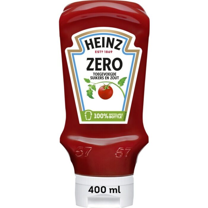 Heinz Tomaten ketchup zero suikers en zout bevat 5.4g koolhydraten
