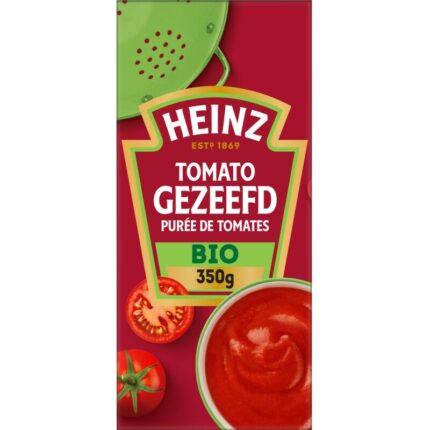 Heinz Tomato gezeefd biologisch bevat 7.8g koolhydraten