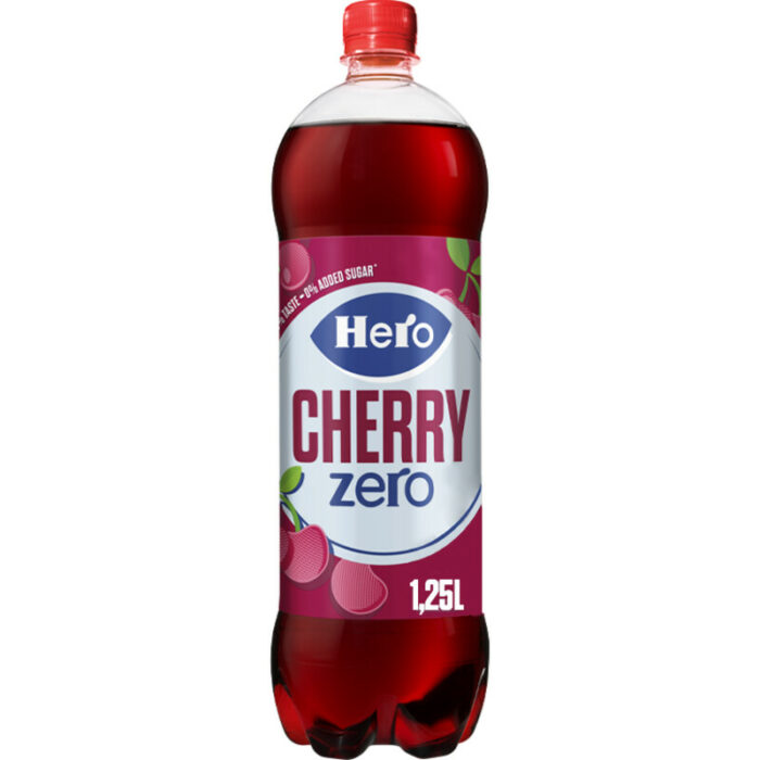 Hero Cherry frisdrank zero bevat 0.8g koolhydraten