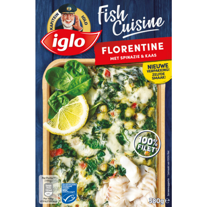 Iglo Fishcuisine Florentine bevat 4.2g koolhydraten