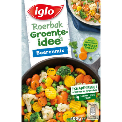 Iglo Roerbak groente idee boerenmix bevat 4.8g koolhydraten