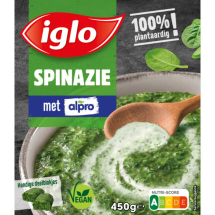 Iglo Spinazie met alpro bevat 1.5g koolhydraten