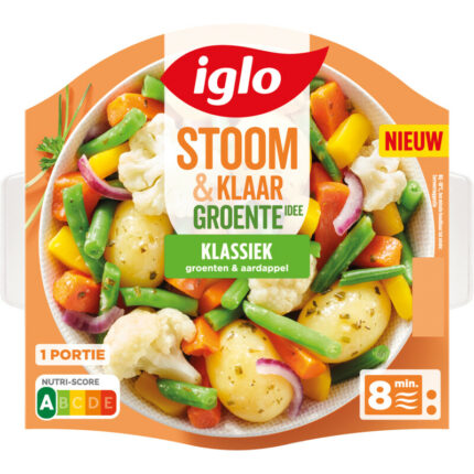 Iglo Stoom & klaar groente-idee klassiek bevat 8.6g koolhydraten