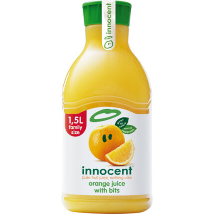Innocent Orange juice with bits bevat 7.8g koolhydraten